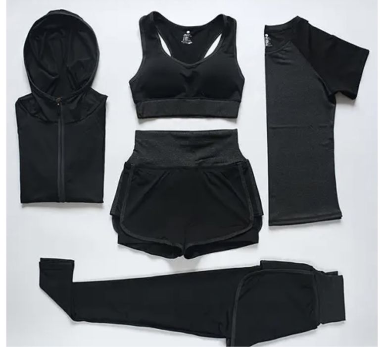 Спортивный костюм 5в1  футболка, шорты, олимпийка, топ, леггинсы