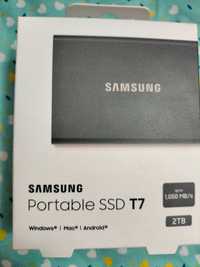 2ТБ Внешний SSD Samsung T7, USB 3.2 Gen 2 Type-C, серый 1dona yangi