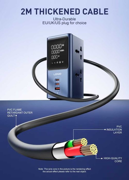 "LDNIO"  SC2 45W PD- зарядное устройство , сетевой фильтр 2500 Вт