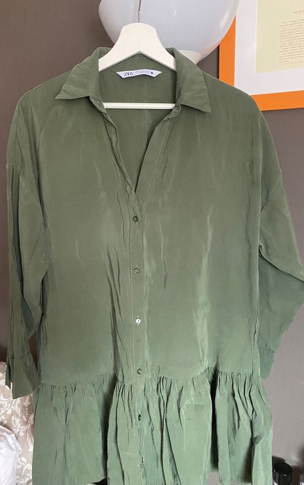 Рокля Зара тъмно зелена