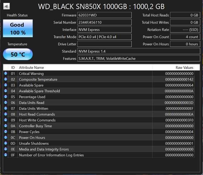 (НОВ) WD_BLACK SN850X 1TB Gen4 SSD NVME 1.4 (без Heatsink)