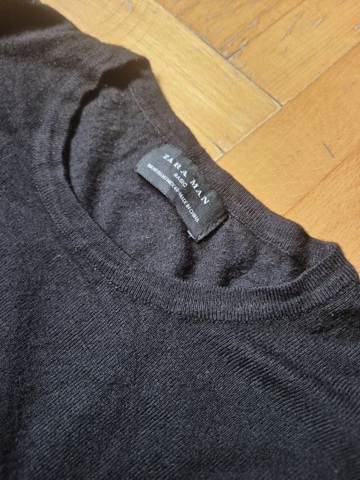 Pulover Bărbați Zara Basic, Guler Rotund, Negru, Clasic - M