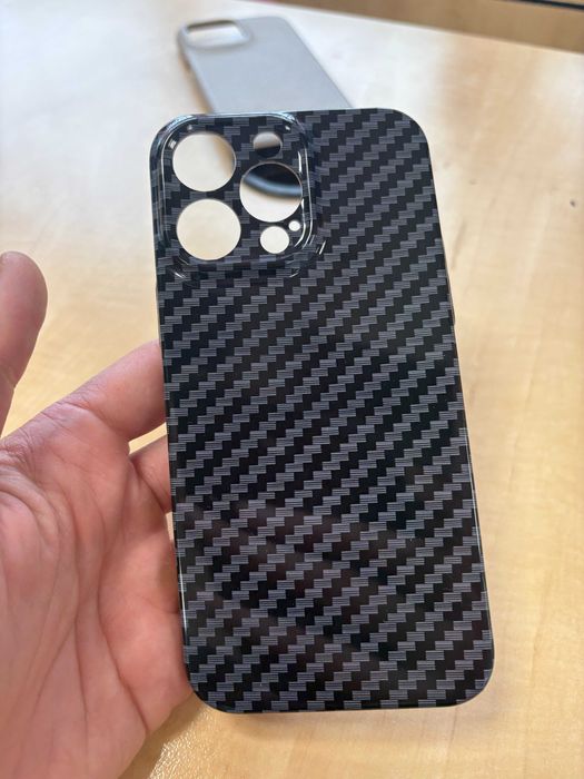 Set Folii/Huse iPhone 13/14 Pro Max Air MagSafe Slim Carbon Stitch