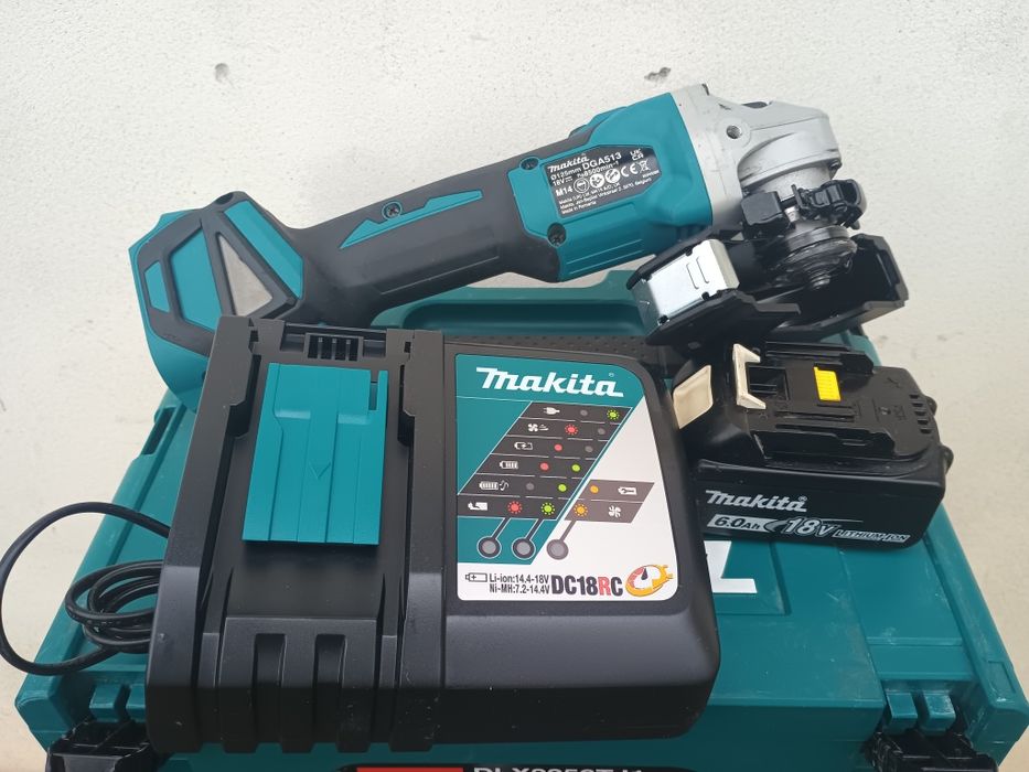 Flex Makita dga513, variator turatie,baterie 6 ah,încărcător,cutie