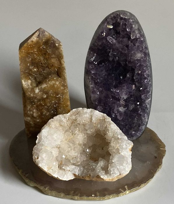 Decor Cristale - Ametist&Fluorit Galben&Cuart Alb - Set Cristale