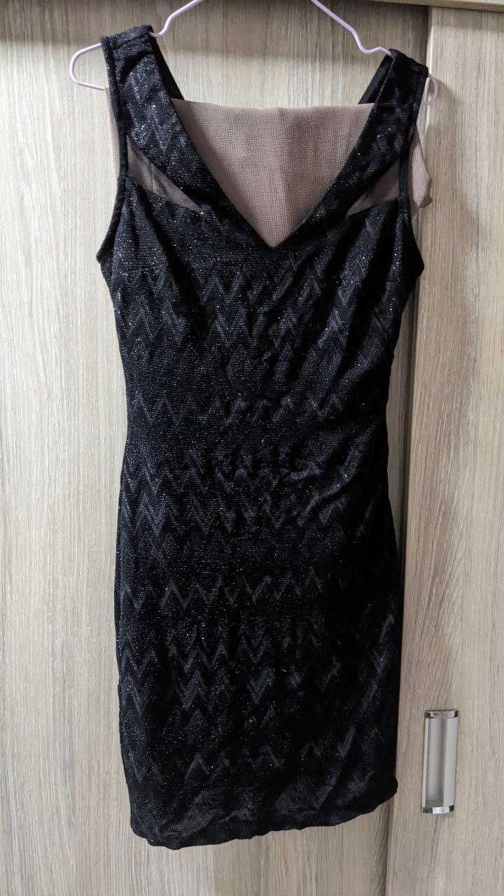 Платье женское черное коктельное,ткань с люрексом.