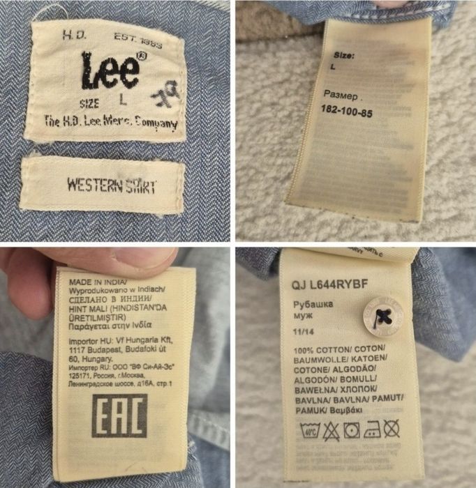 Camasa de blugi, bărbaţi, Lee, Slim Western Albastru, M / L