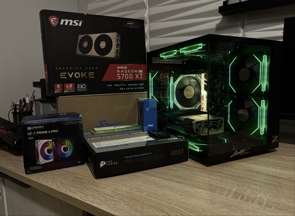 Геймърски компютър intel 13100, Rx5700XT 8Gb, 16 ram, 512 ssd, 550W