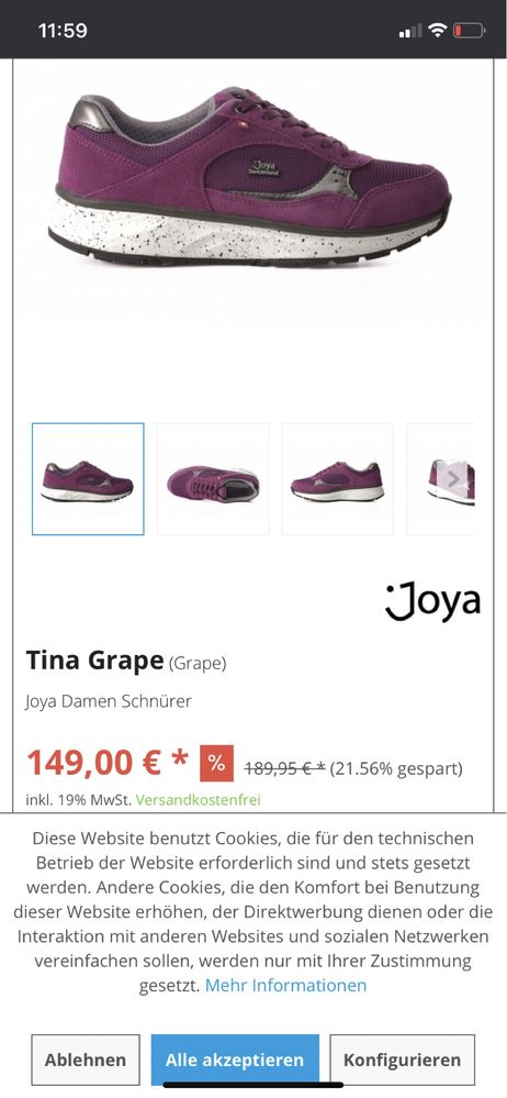 Pantofi sport ortopedici,Joya Tina Grape,marime 39