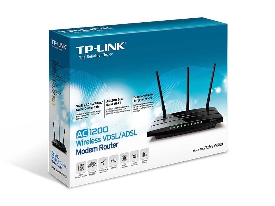 TP-Link Archer VR400/AC1200 Wi-Fi VDSL/ADSL Modem Gigabit Router