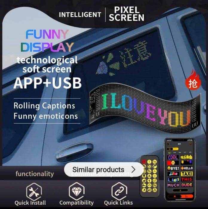 Panou afisaj LED matrix 6x12cm flexibil Ochi Camion devil eyes