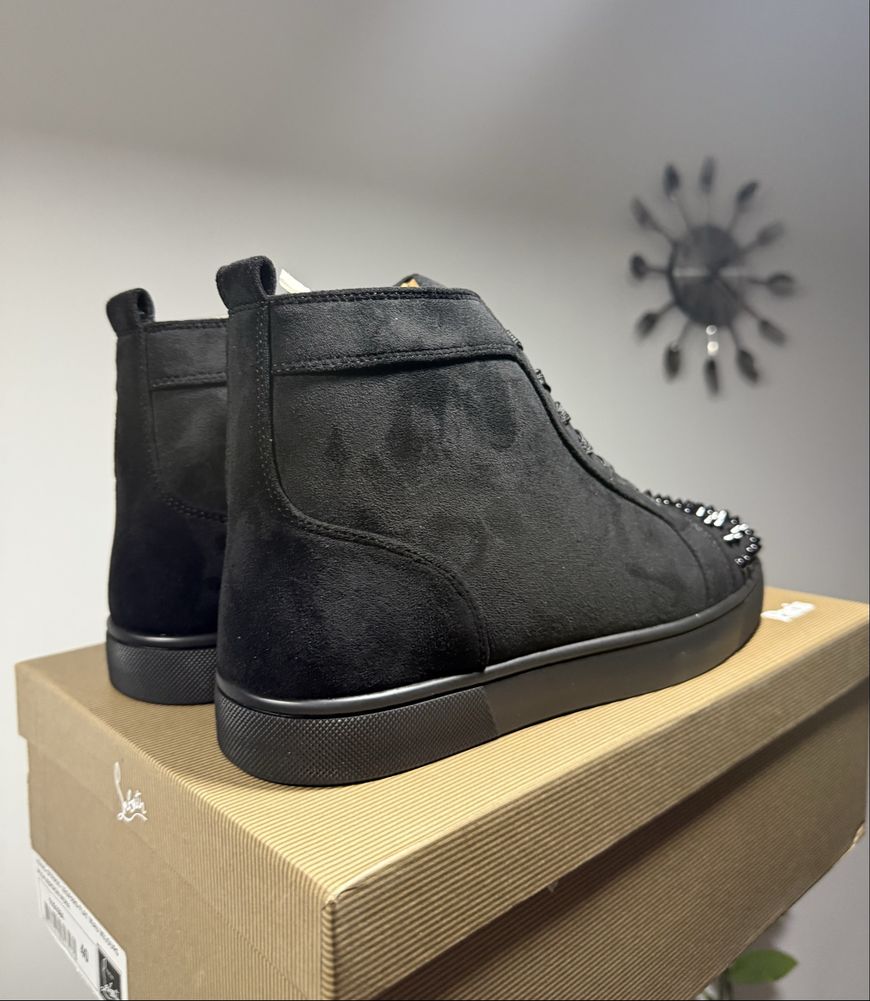 Christian Louboutin High Suede Black Spikes
