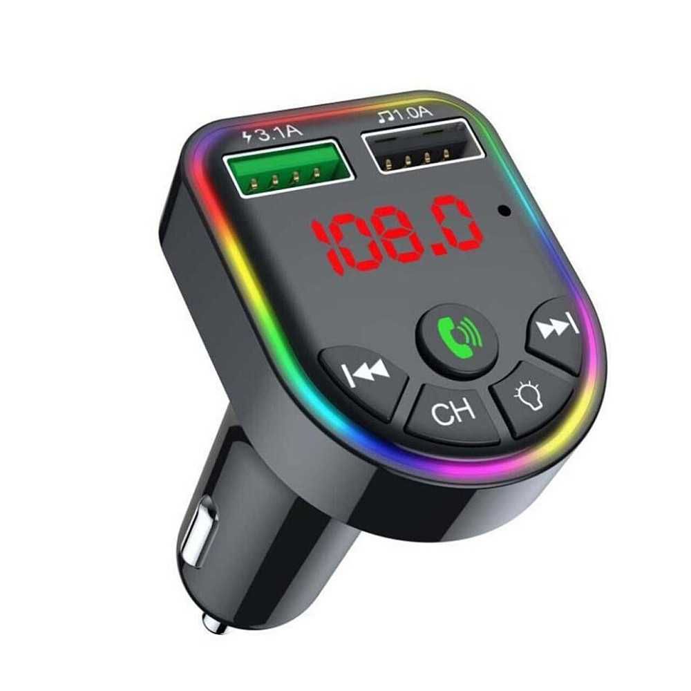 Блутут FМ тpaнcмитep F5 зa кола на 12V , хендсфри, зарядно, флашка
