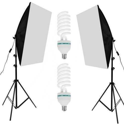 Set lumini foto studio, 2x Softbox, 2x bec 150W, 2x Trepied 200cm