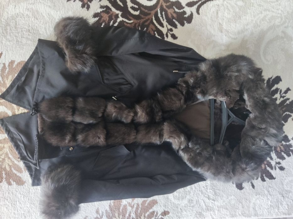 Парка из натурального меха песца со съёмными рукавами. Сарань.