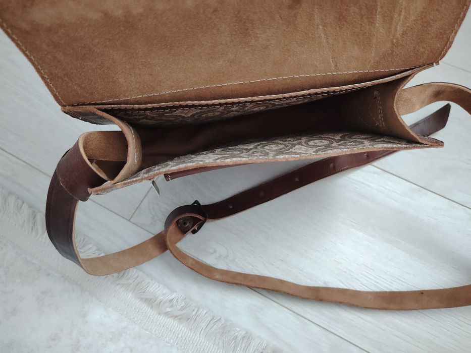 Geantă marocană din piele naturală – nouă, lucrată manual