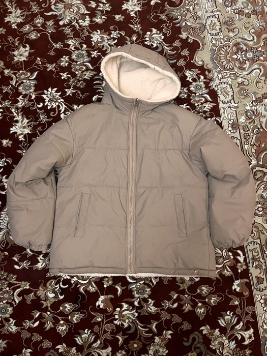 Осенний,двухсторонний, бежевый, качественный куртка