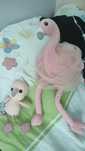 Flamingo roz cu pui/ jucărie pluș