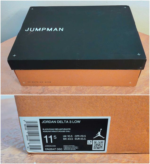 Nike AIR JORDAN DELTA 3 LOW Black 45.5 номер 29.5см стелка ЧИСТО НОВИ