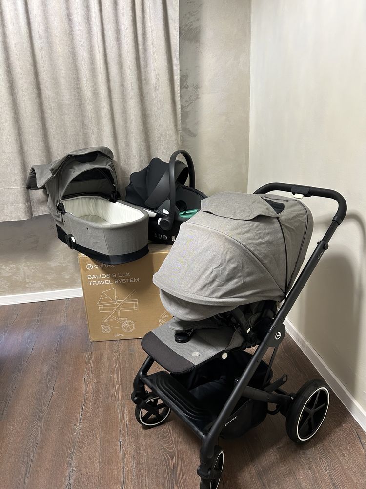 Комбинирана бебешка количка 3-в-1 Cybex TS Balios S LUX BLK, Soho grey