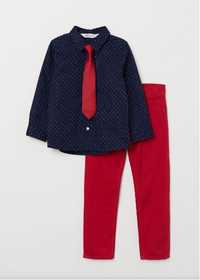 Комплект от 3 части H&M риза, панталон, вратовръзка 134р-р