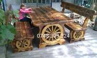 Mobilier  rustic  mese scaune  băncuțe  lemn  rustic