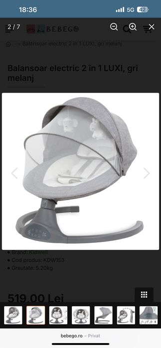 Balansoar electric LUXI, gri