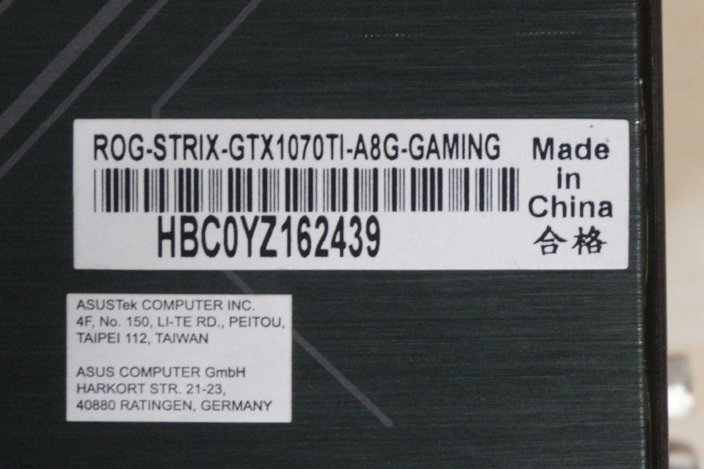 Видеокарта GPU Nvidia GTX 1070 Ti ROG Strix с безшумни перки (sonon)