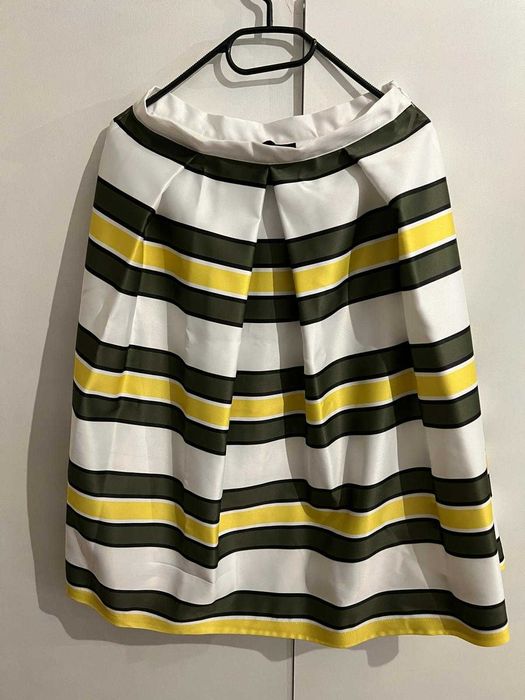 fusta alb verde galben evazata Gonna Duchesse Riga marca Lariga Italy