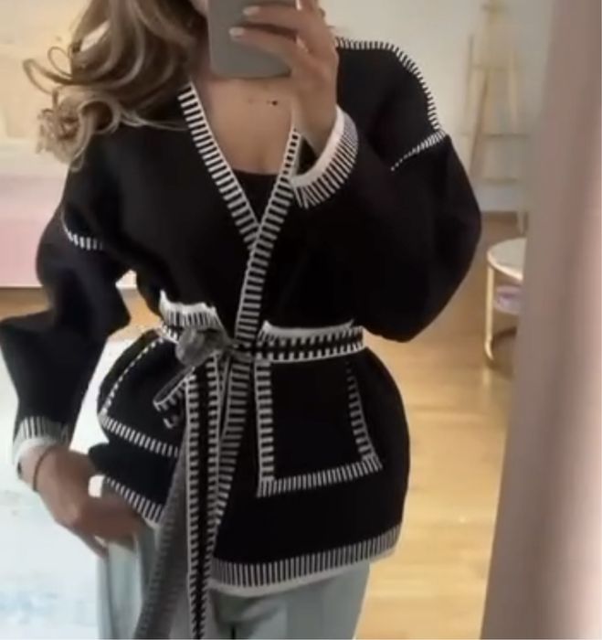 Кардиган черный и коричневый