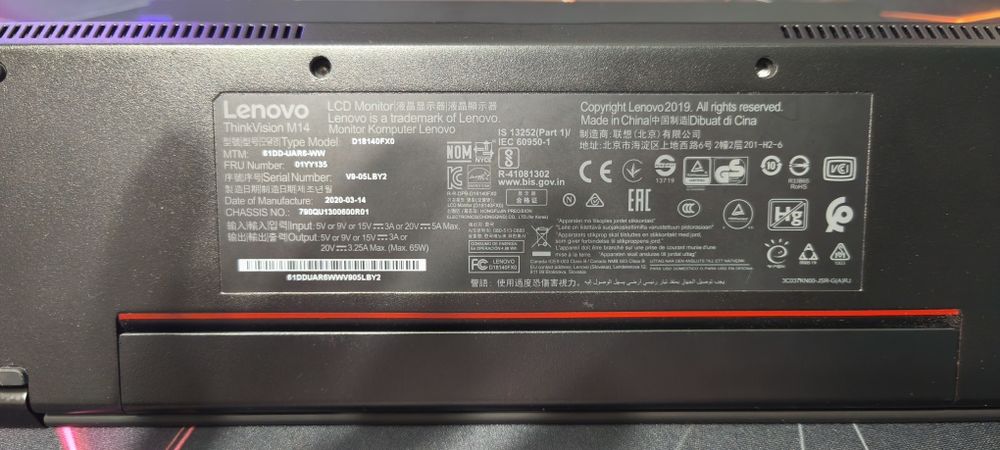 Lenovo ThinkVision M14 14" Full HD 1920x1080 IPS