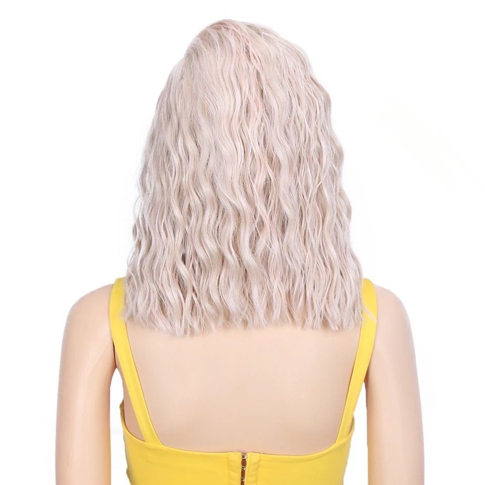 Peruca F97 FRONT LACE Blonda bob gri Silver Blond Deschis platinata