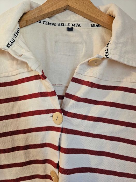 Cardigan in dungi cu nasturi de lemn 100% bumbac