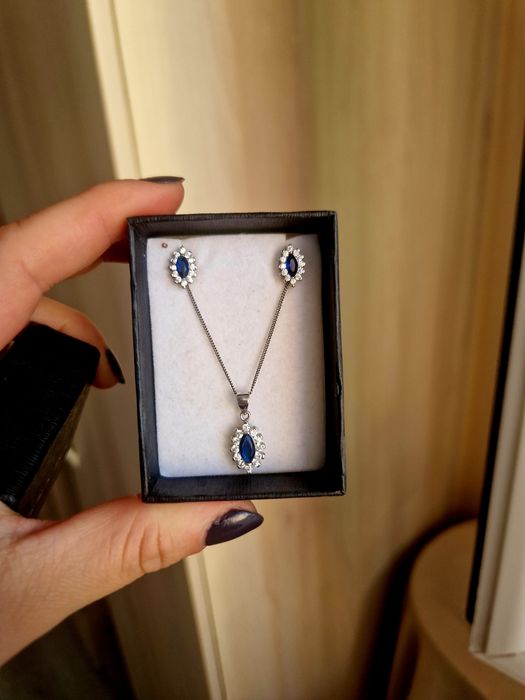 Set bijuterii argint 925 Sevda – colier + cercei, nou
