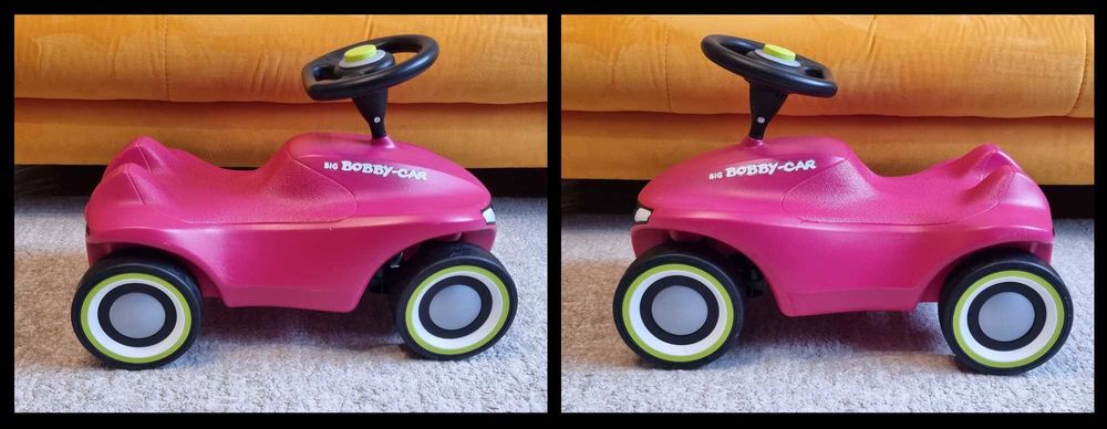 Masinuta Big Bobby Car roz, masina cu claxon