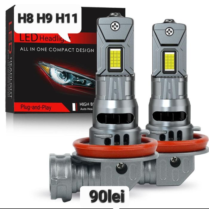 Becuri LED H8 H9 H11 Canbus 30000LM set 2buc