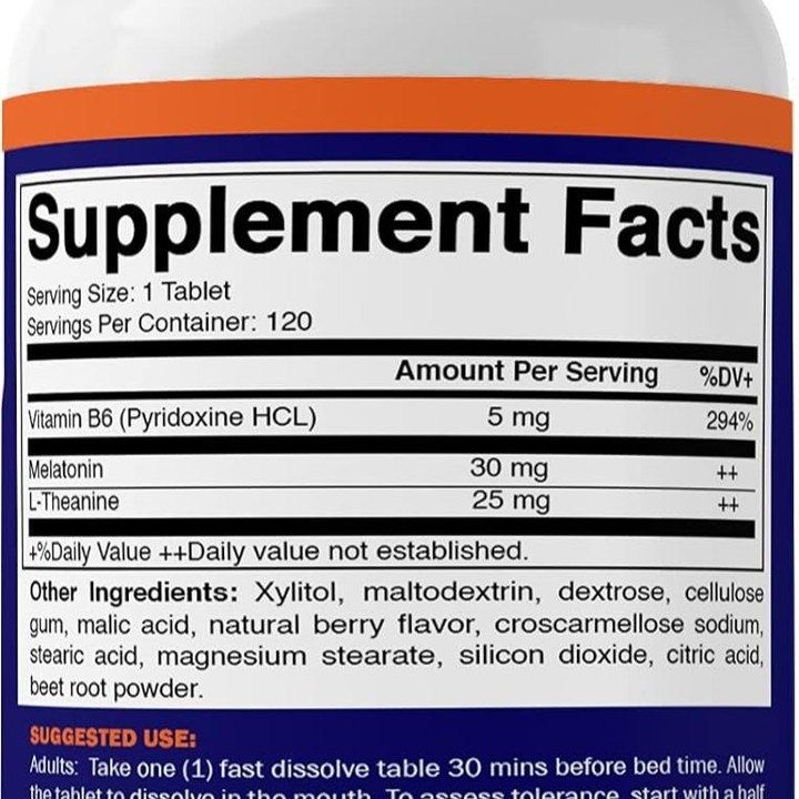 Vitamatic Мелатонин 30 мг - с B6 и L-теанином - 120 быстрорастворимых