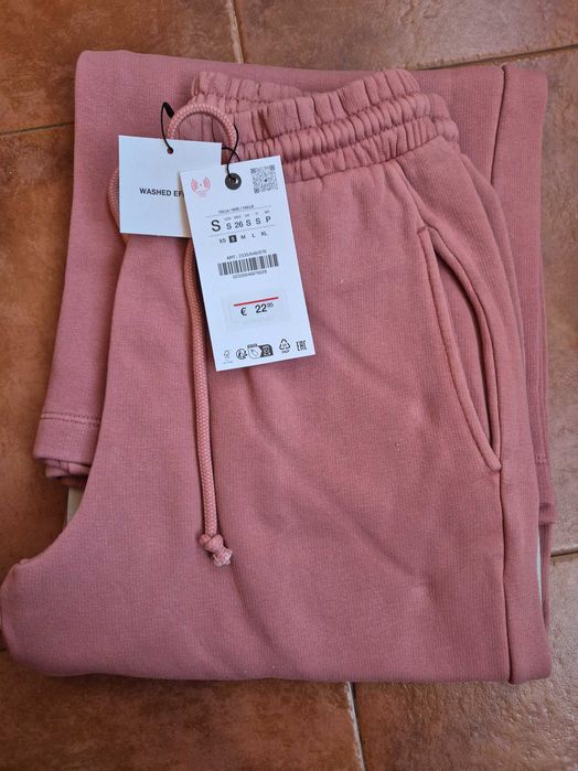 Дамски панталони washed effect ZARA с широки крачоли