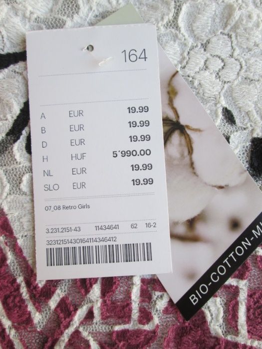 Нова с етикет тениска, био памук, 158-164см.