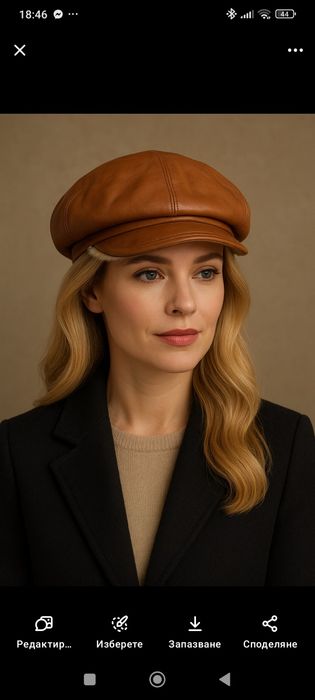 Елегантно дамско кепе от естествена телешка кожа