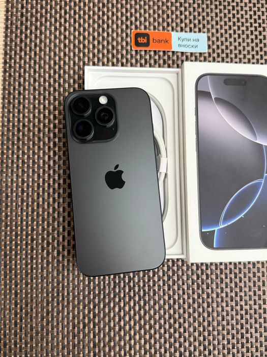 100% Бат. iPhone 16 Pro Лизинг от 66лв/м Black Titanium черен гаранция