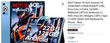 2025 Tablet 10 Inch Android 14 22GB RAM+128GB ROM(TF 2TB), Octa Core 2