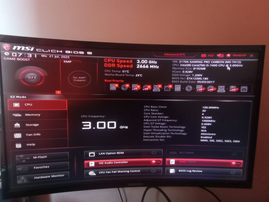 Placa de baza MSI Z170A Gaming Pro Carbon