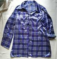 Рубашка женская, клетчатая, шелковая, размер 54