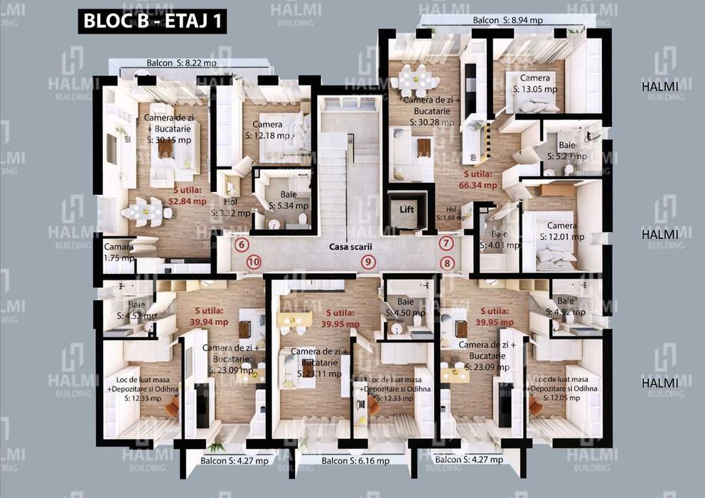 Apartamente semi-finisate  1, 2, 3 camere   Halmi Building