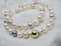 Colier Aur 14K Lantisor Perle Naturale Multicolor Certificat