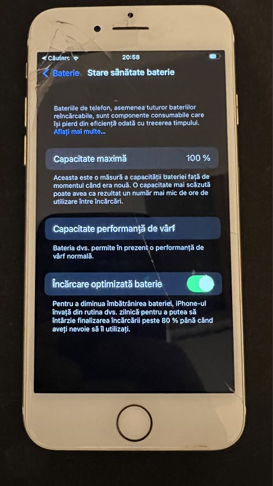 iPhone 7 Gold 128 GB / Ecran fisurat / funcțional baterie 100%