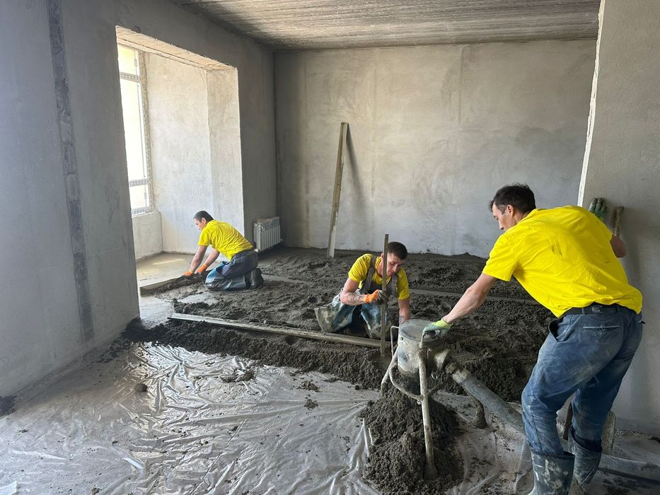 Полусухая стяжка пола, выравнивание пола