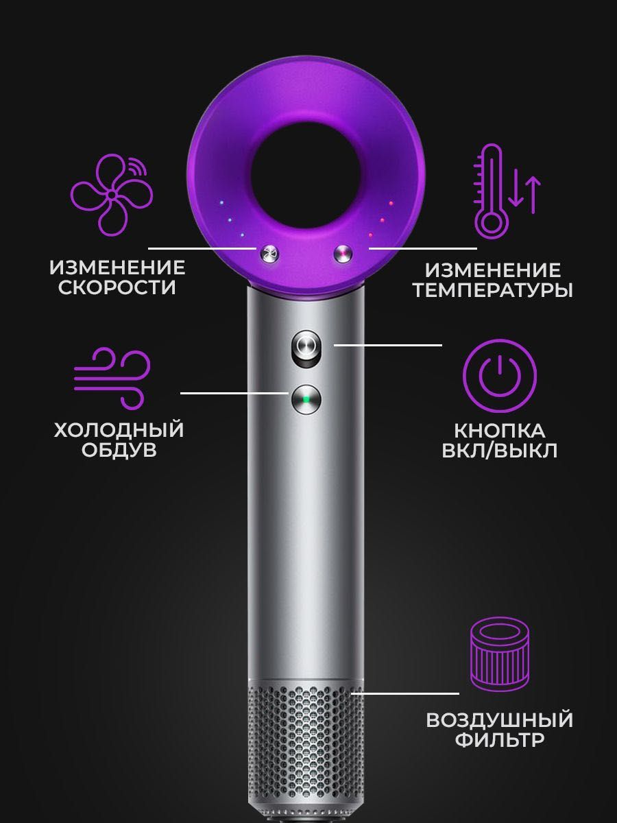 Мощный премиум фен с кабелем 3 метра  Leafless Hair Dryer