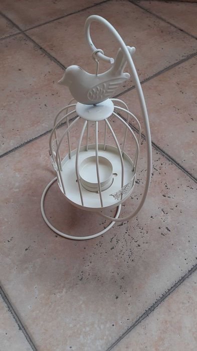 фенер-свещник метален, дизайнерски тип клетка за птици, ретро, за свещ